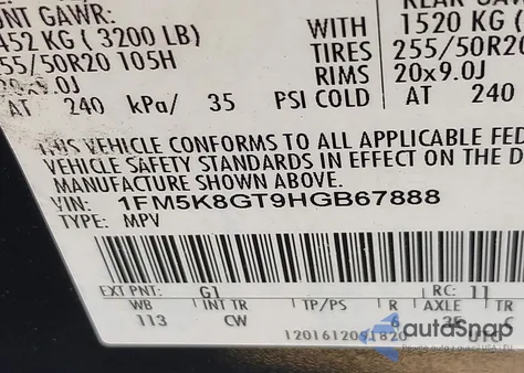 2017 Ford Explorer Sport z USA, uszkodzony, nr VIN 1FM5K8GT9HGB67888